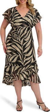 Kensie Print Burnout Chiffon Midi Dress