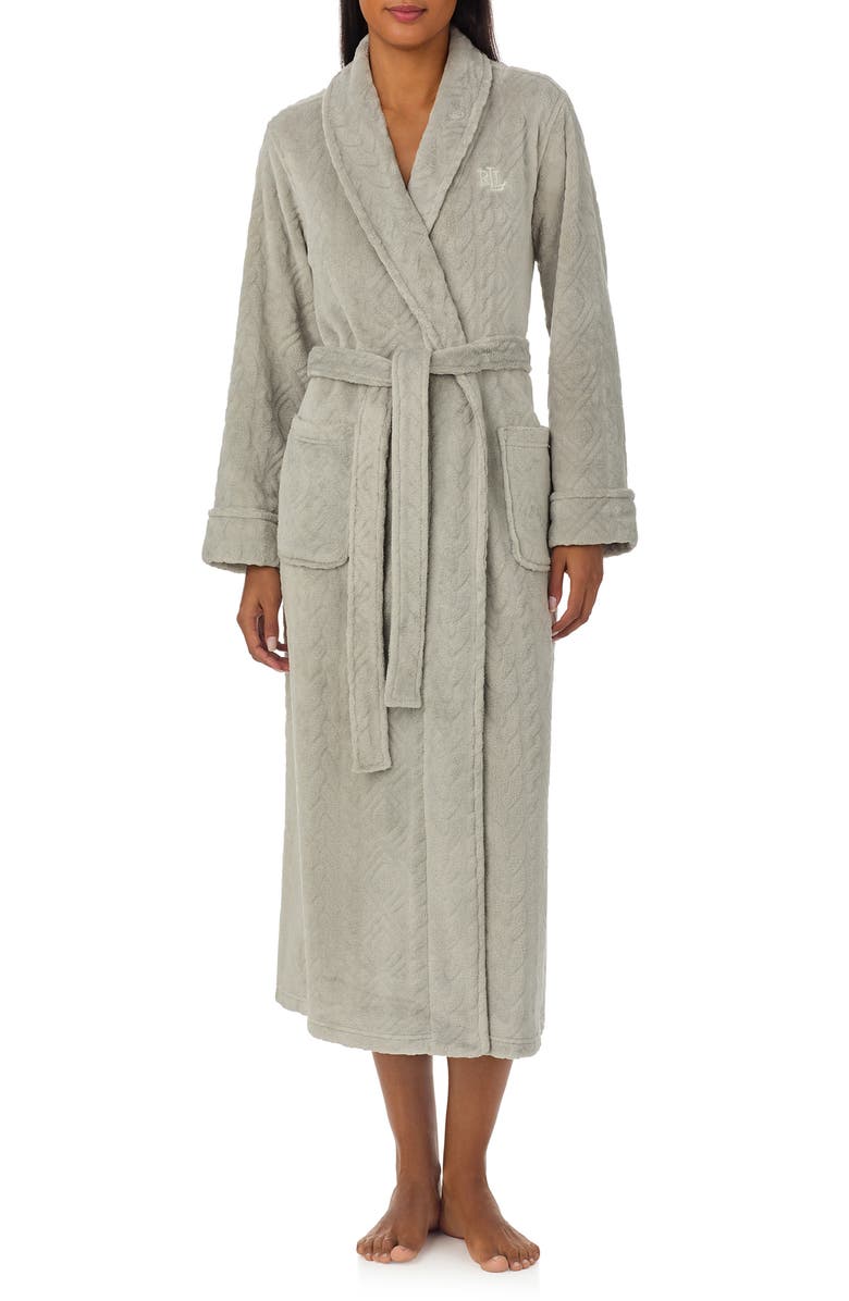 Lauren Ralph Lauren Cable Jacquard Long Robe, Main, color, 