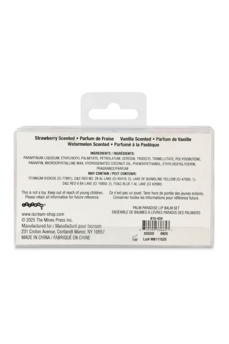 Kids' Palm Paradise 3-Pack Lip Balm Set, Alternate, color, MULTI