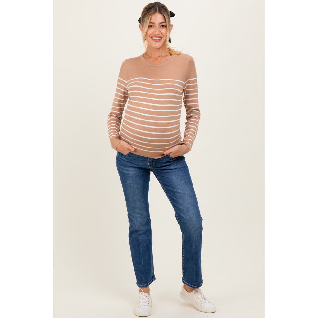 Pinkblush High Rise Crop Straight Maternity Jeans In Blue