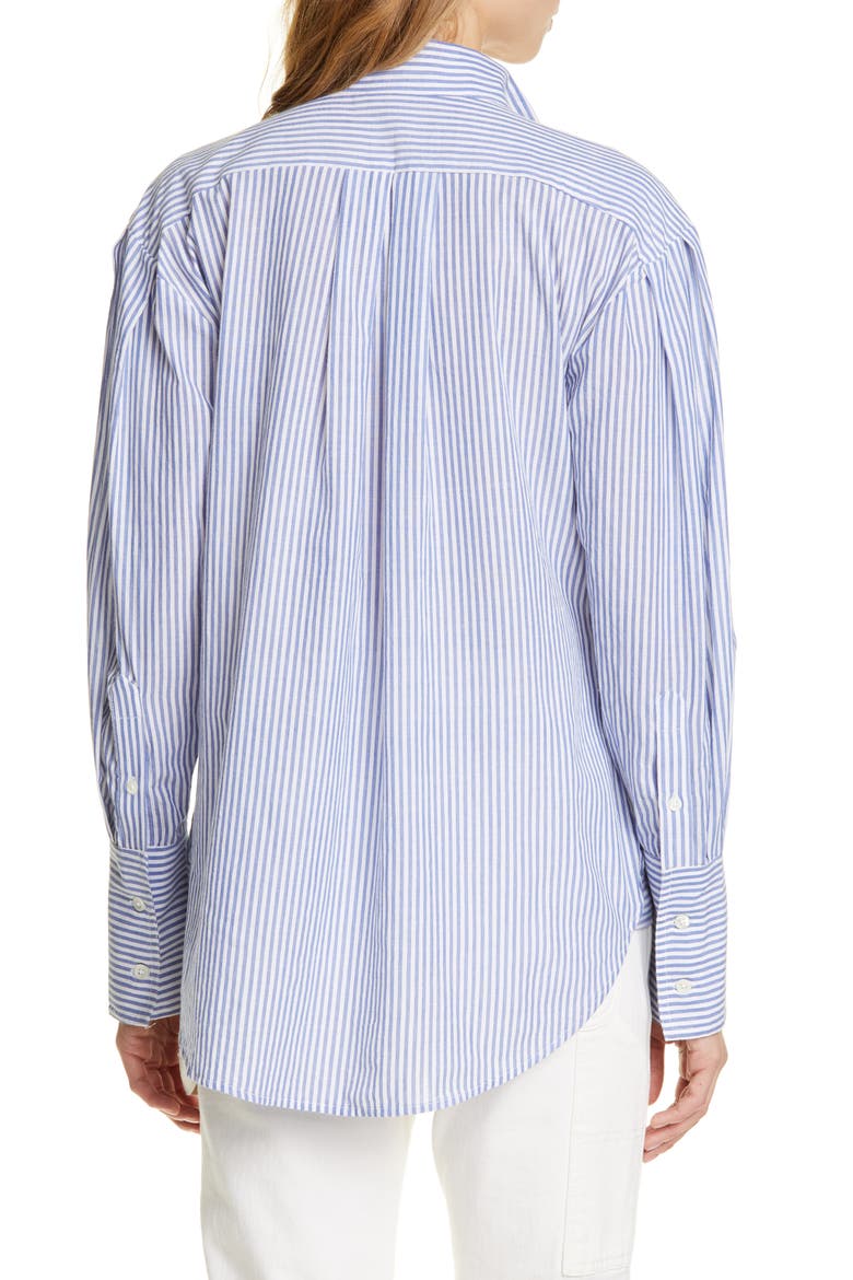 Stripe Clean Collar Pleated Shirt, Alternate, color, NAVY MULTI