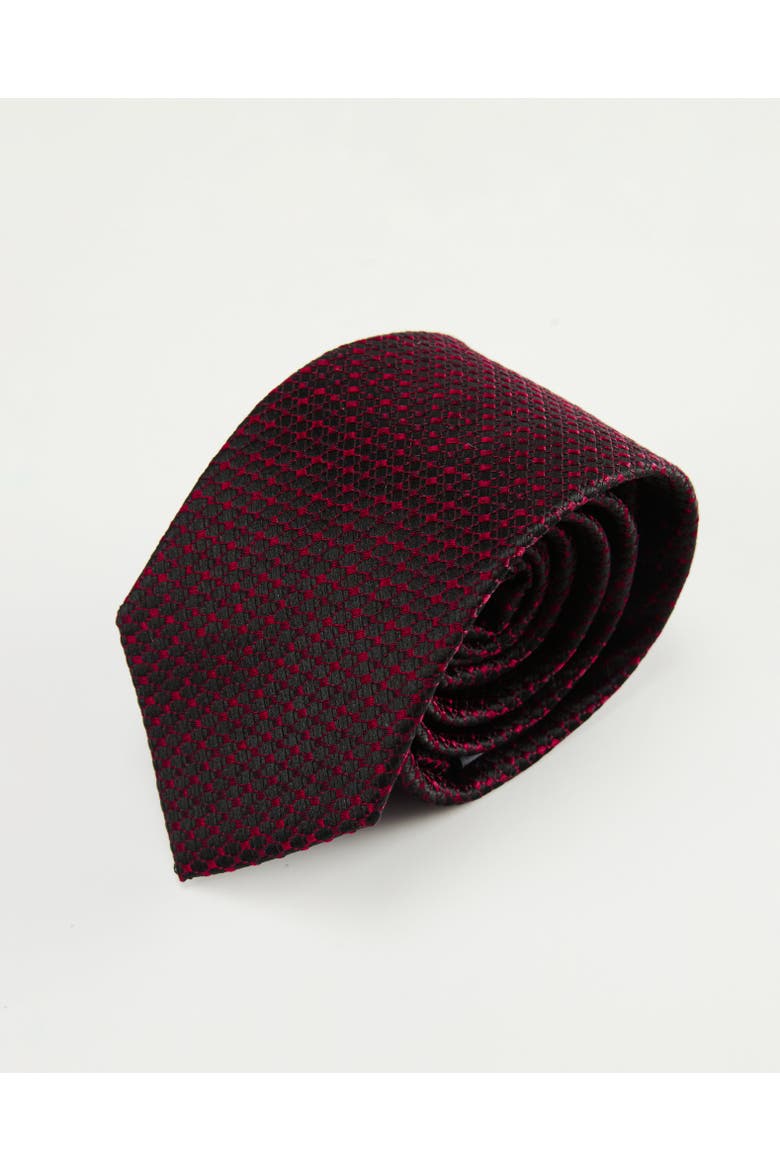 Micro Dots Silk Jacquard Tie, Main, color, Red Black