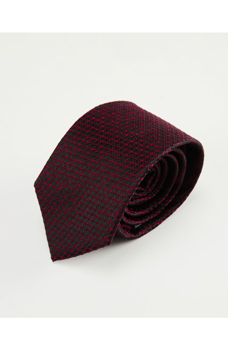 Knottery & Co Micro Dots Silk Jacquard Tie, Main, color, Red Black