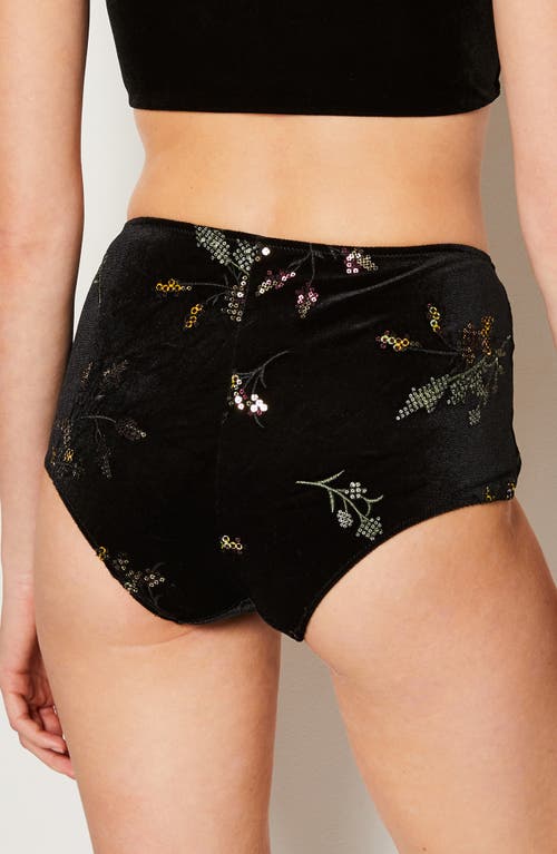 Etam Magique Beaded Sequin Boyleg Panties In Black