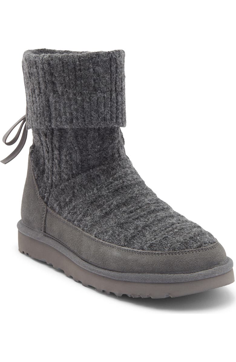 UGG<sup>®</sup> Classic Mini Cable Knit Bootie, Main, color, Moon Gray
