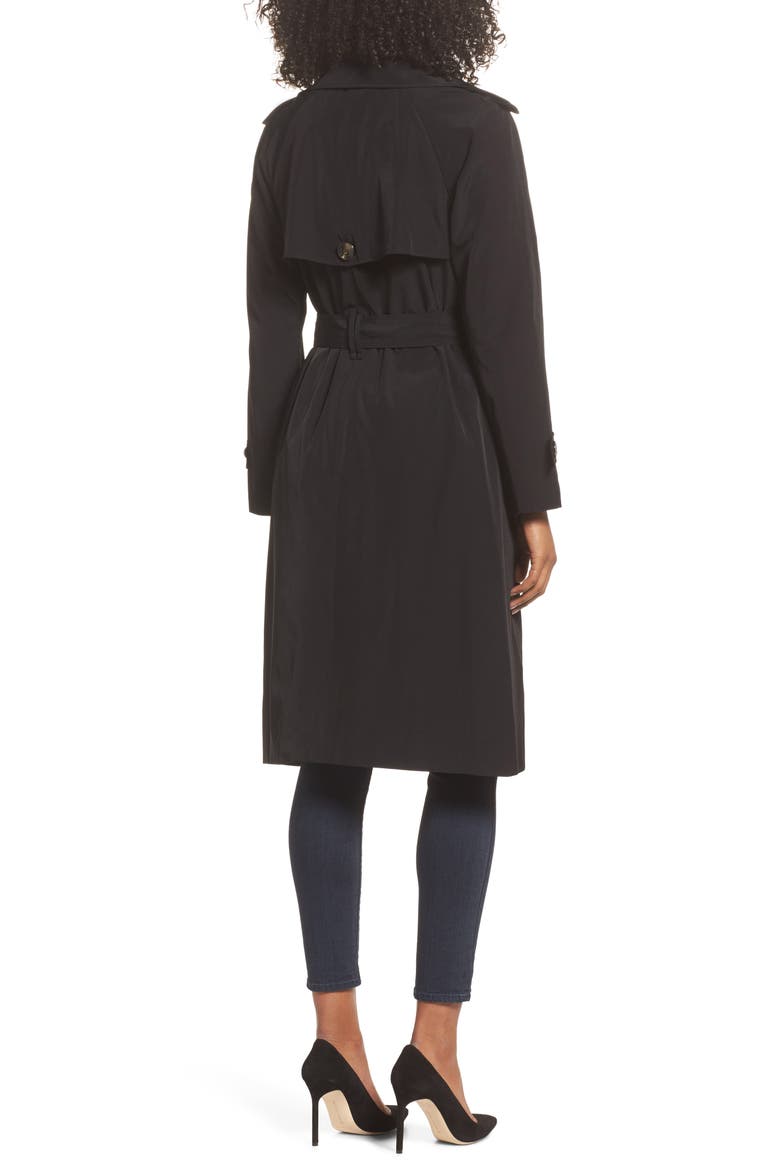 Long Double Breasted Trench Coat, Alternate, color, BLACK