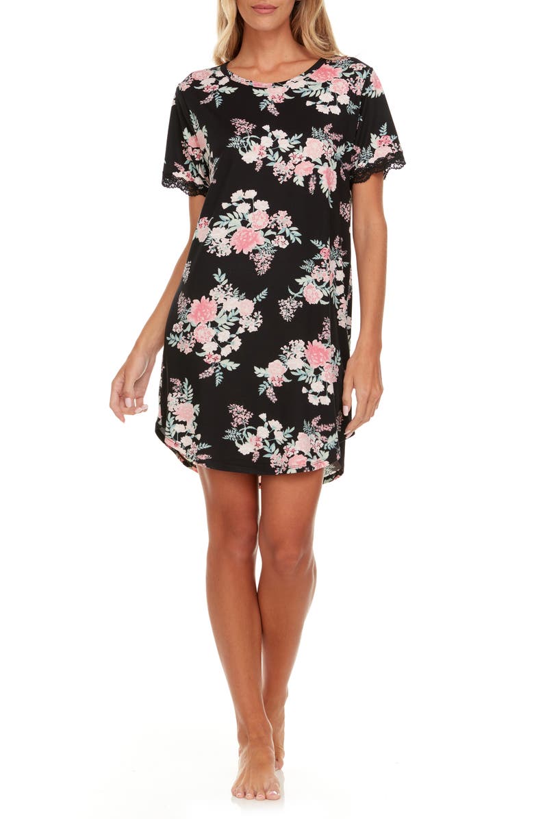 Flora By Flora Nikrooz Kathleen Floral Short Sleeve Nightshirt, Main, color,