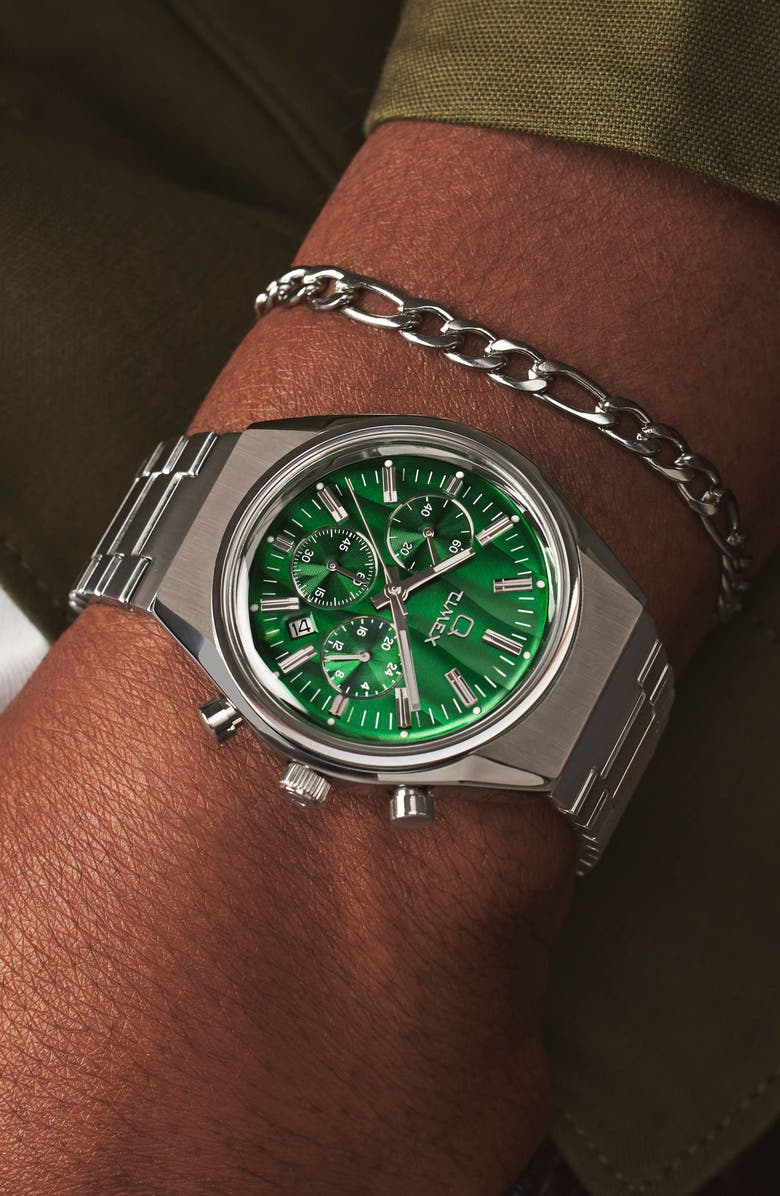 Timex<sup>®</sup> Falcon Eye Chronograph Bracelet Watch, 40mm, Alternate, color, Silver/ Green