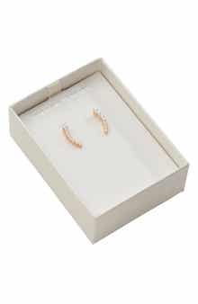 Sterling Forever 18K Rose Gold Plated CZ Graduated Crawler Earrings