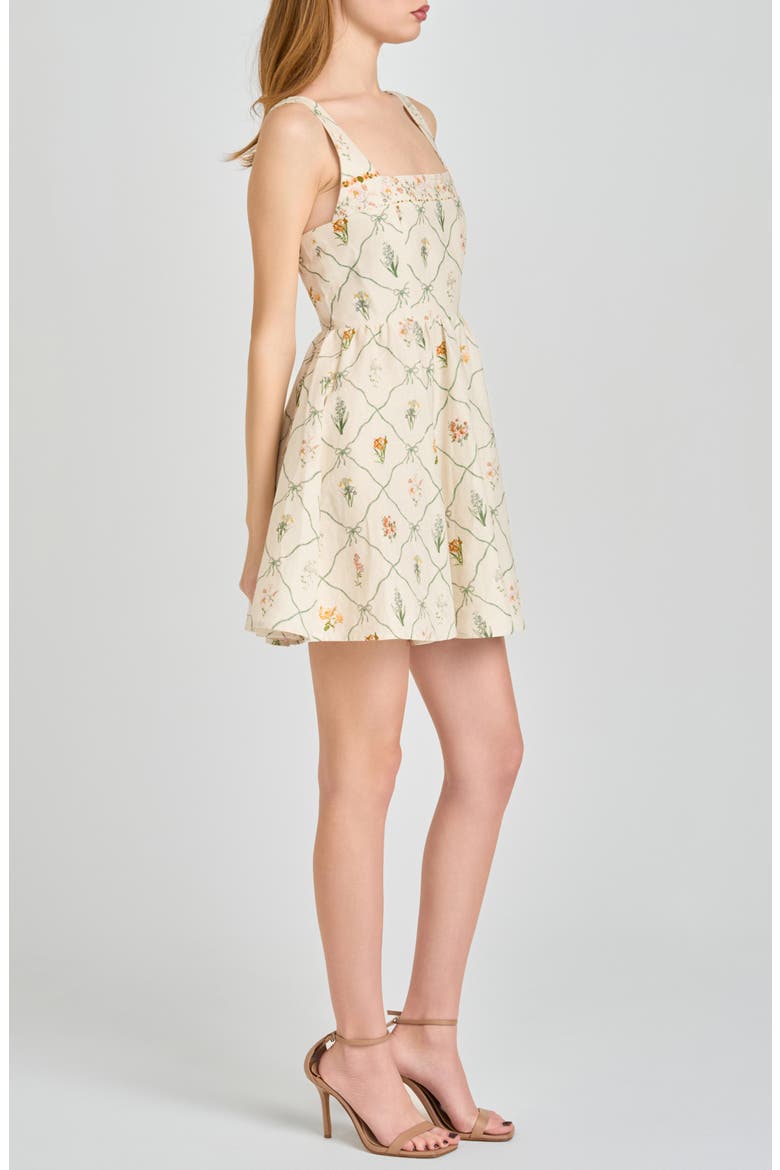Amelia Floral Print Linen Blend Sundress, Alternate, color, IVORY BOTANICAL