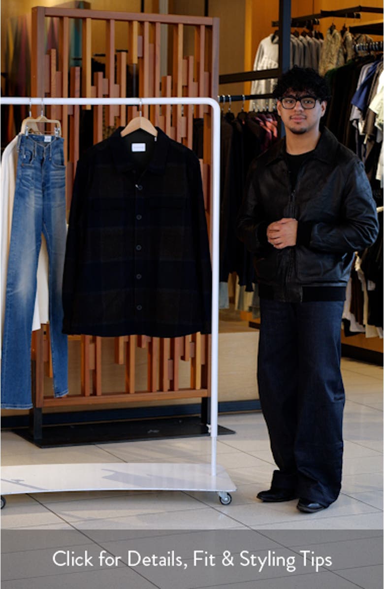 Windowpane Check Wool Blend Button-Up Overshirt, sales video thumbnail