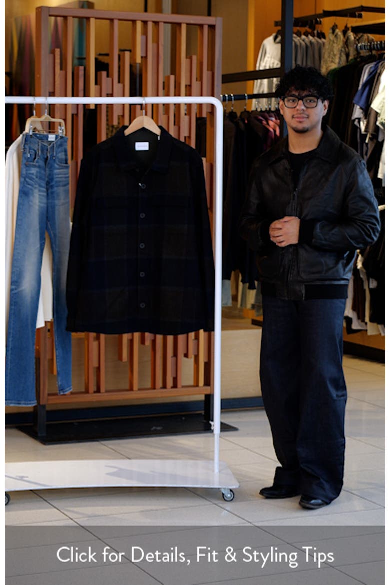 Windowpane Check Wool Blend Button-Up Overshirt video
