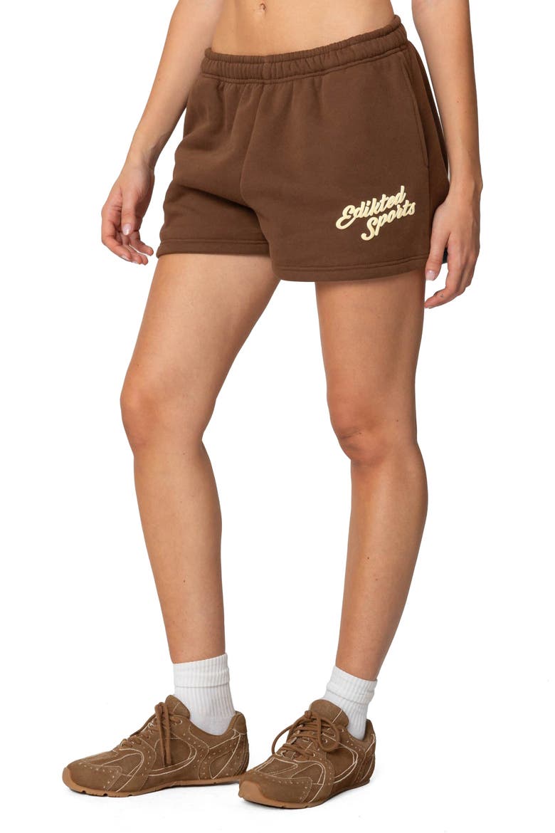 So Sporty Sweat Shorts, Alternate, color, BROWN