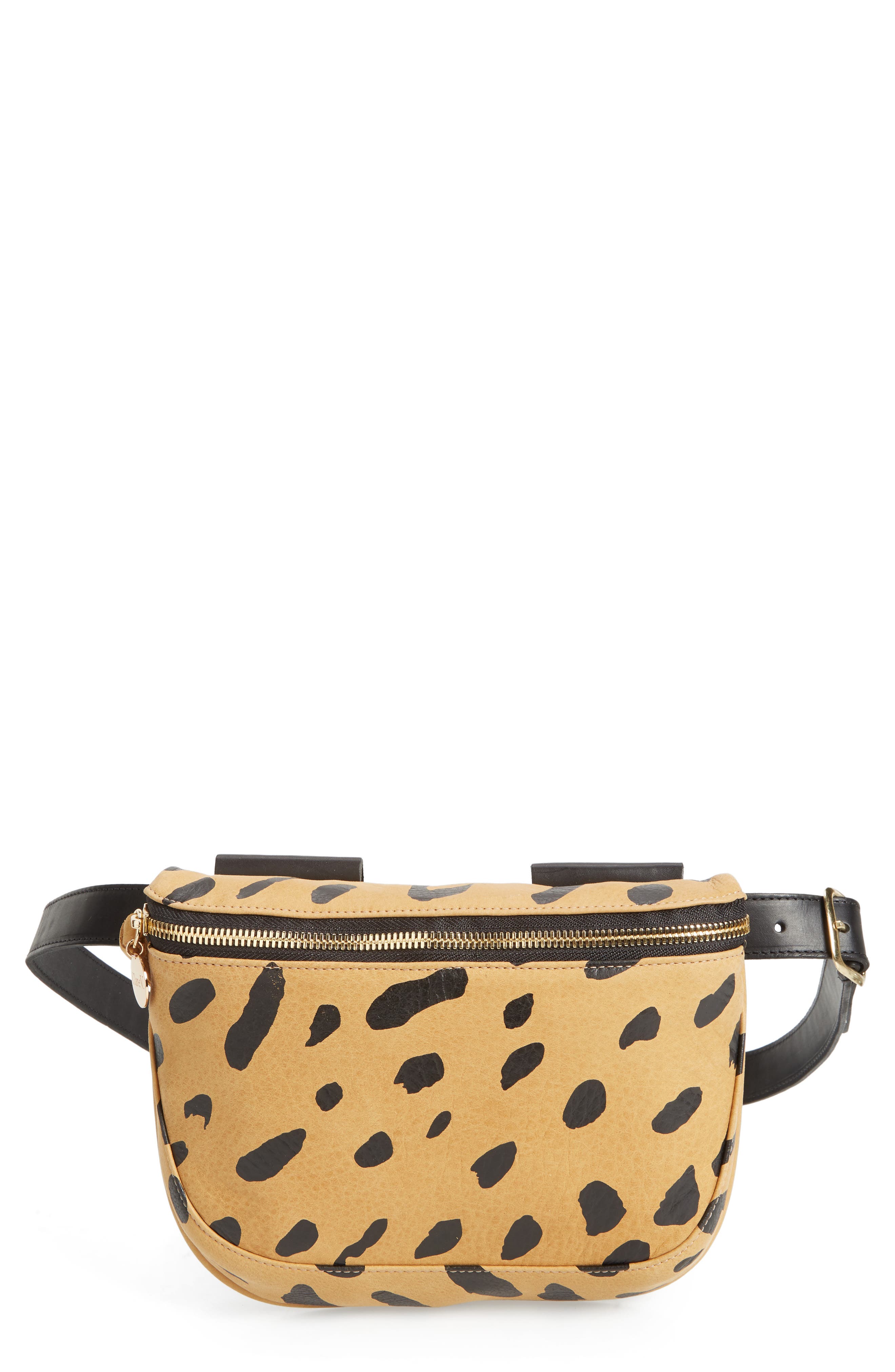 Clare V. Jaguar Print Leather Fanny Pack, Main, color, 