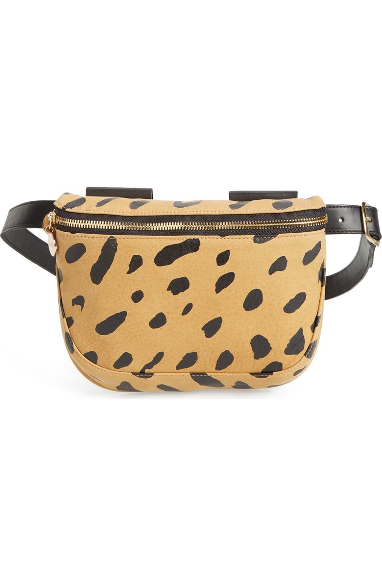 Clare V. Jaguar Print Leather Fanny Pack, Main, color,