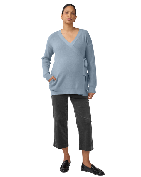 Ribbed Knit Crossover Maternity Nursing Cardigan