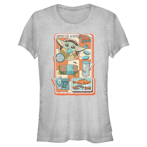 Junior's Star Wars The Mandalorian and Grogu Snack Time Comic Foods  Graphic T-Shirt