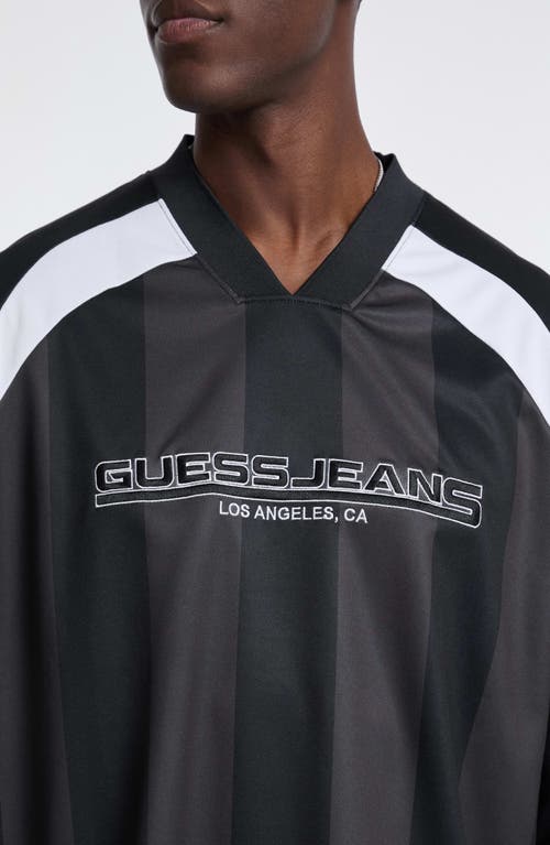 Guess Jeans V-neck Soccer Jersey In Black