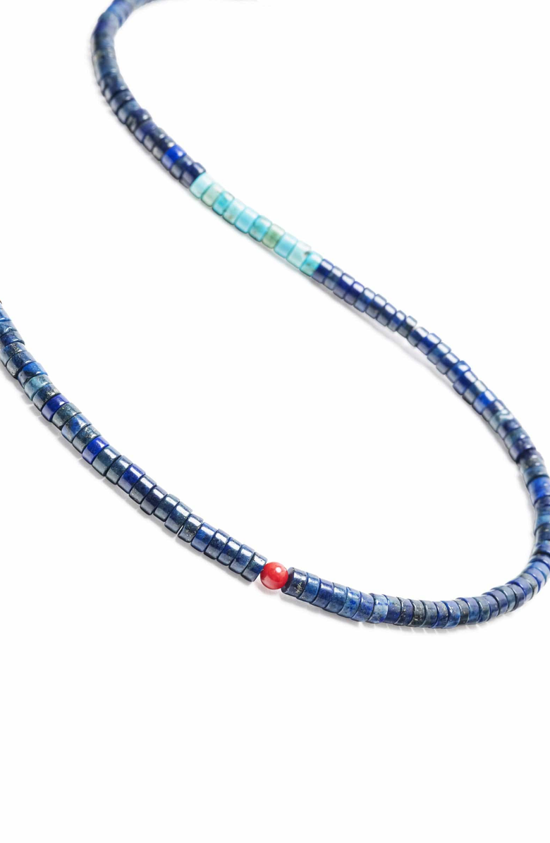 Nialaya Natural Stone Heishi Beaded Necklace, Main, color, Lapis / Turquoise / Tiger Eye