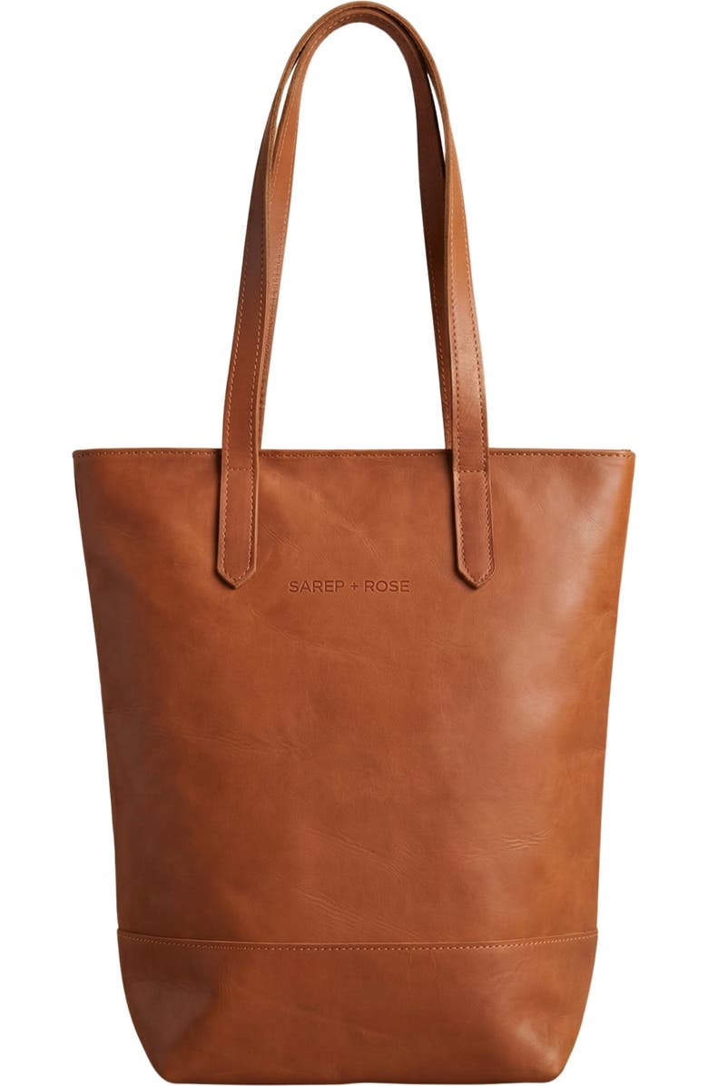 Sarep + Rose Slender Kenya Leather Tote Bag, Main, color, Solid Cinnamon
