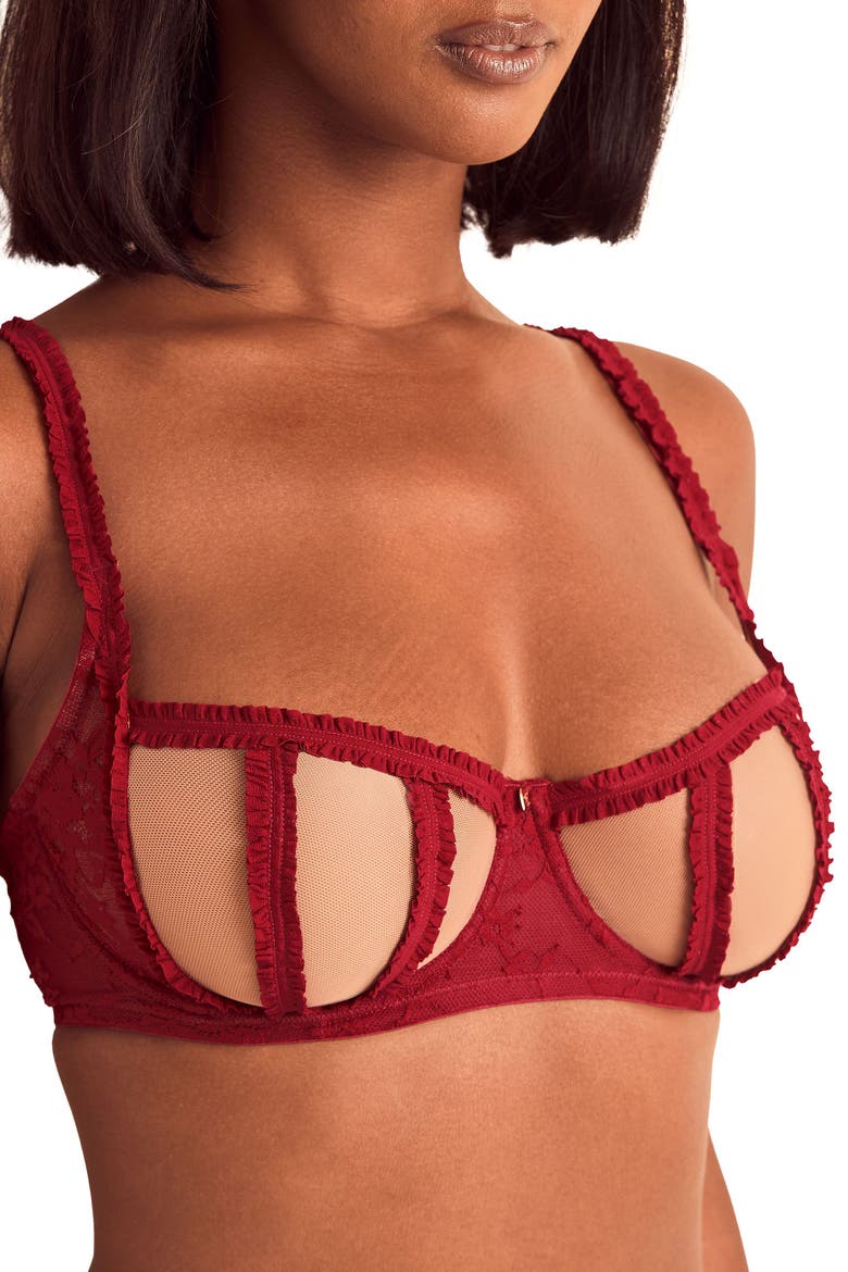 Lovisa Unlined Balconette Bra, Alternate, color, Dark red