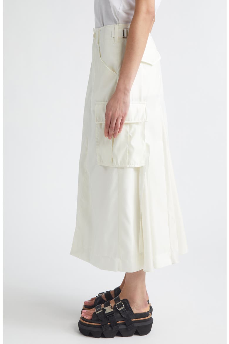 Insulated Nylon Twill & Satin Cargo Skirt, Alternate, color, OFF WHITE