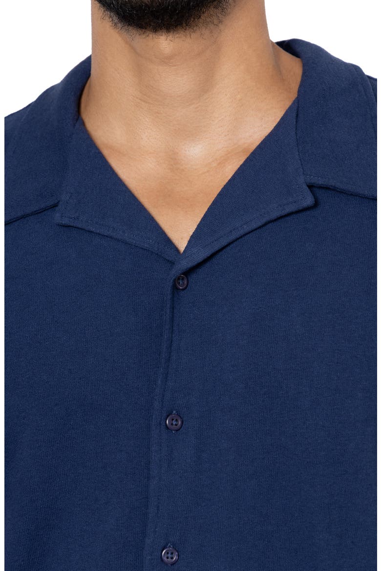 Relaxed Cotton & Hemp Button-Down Polo, Alternate, color, MIDNIGHT BLUE