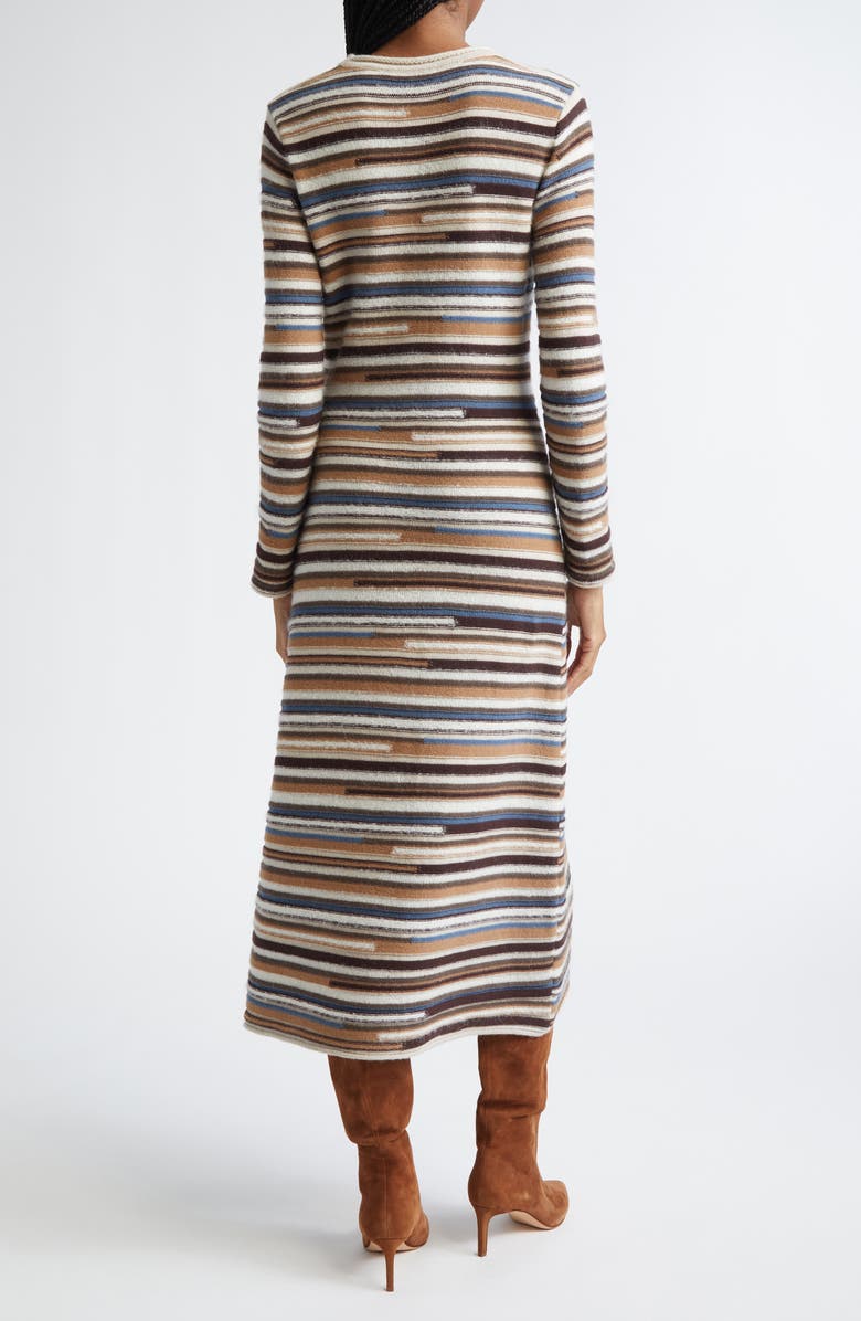 Veronica Beard Sanders Stripe Long Sleeve Maxi Sweater Dress, Alternate, color, Dark Acorn Multi