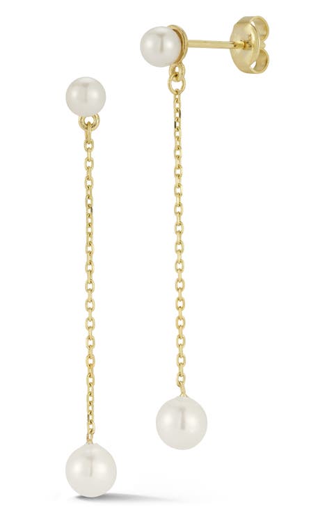 14K Gold Cultured Pearl Drop Earrings