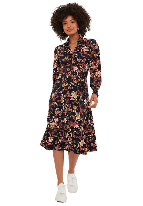 Stretch Knit Knot Front Midi Dress (Plus)