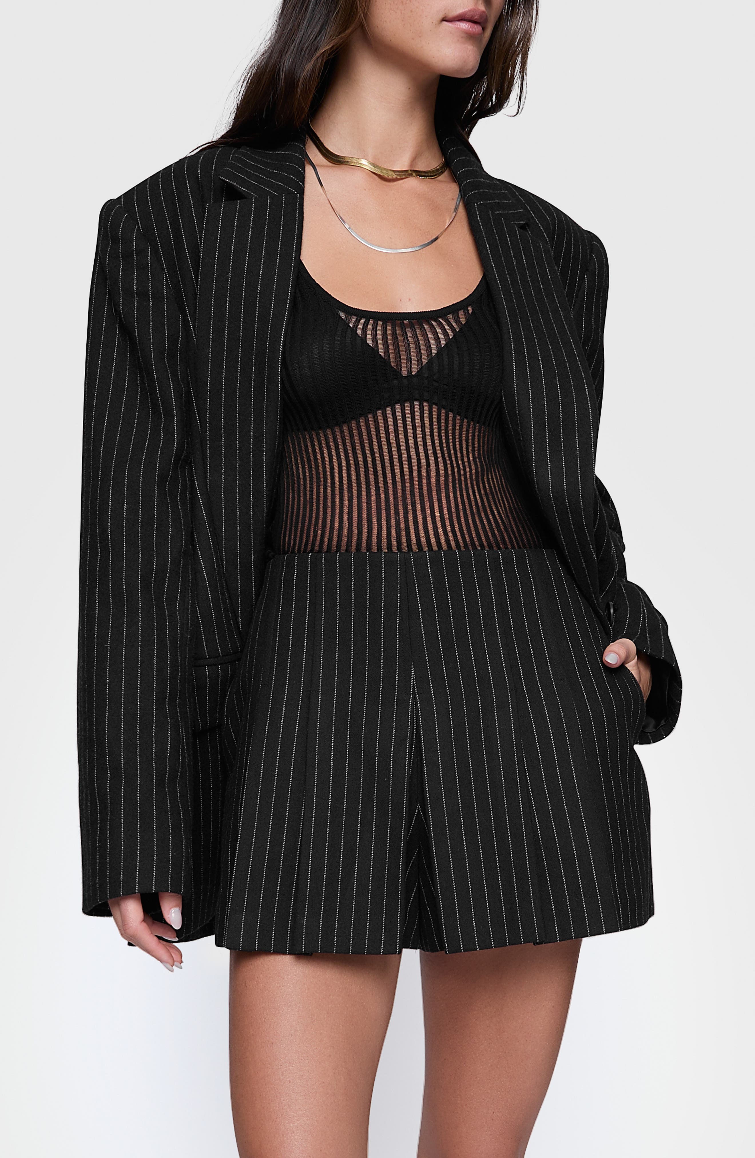 Rebecca Minkoff Starlet Pinstripe Oversize Wool Blend Blazer