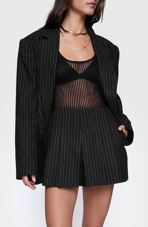 Starlet Pinstripe Oversize Wool Blend Blazer