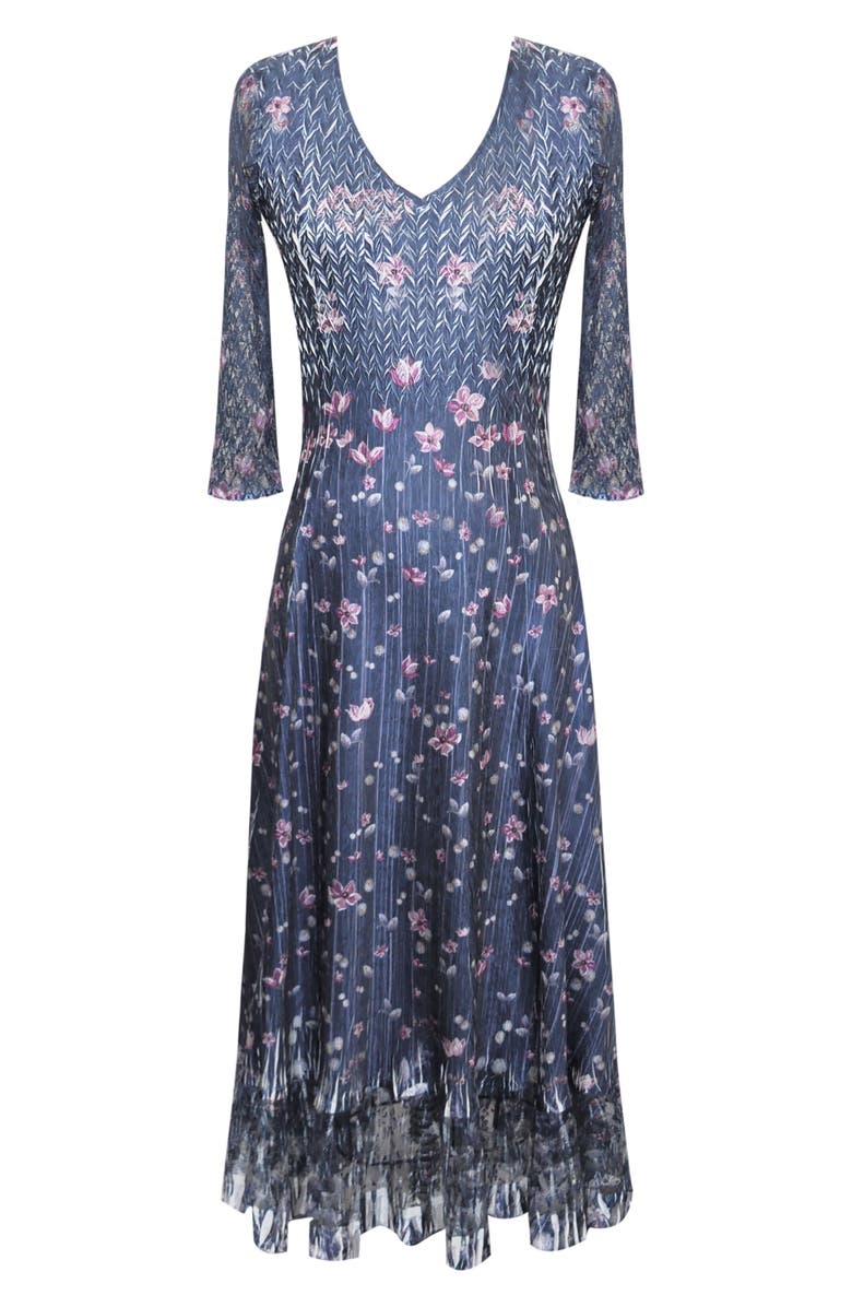 Komarov Charmeuse & Lace Midi Dress, Alternate, color, 