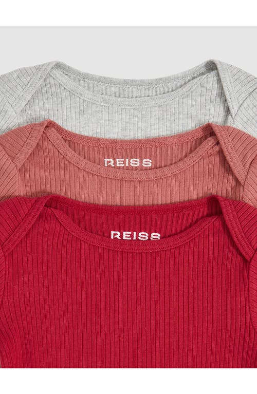 Reiss Assorted 3-pack Ribbed Long Sleeve Bodysuits In Burgundy