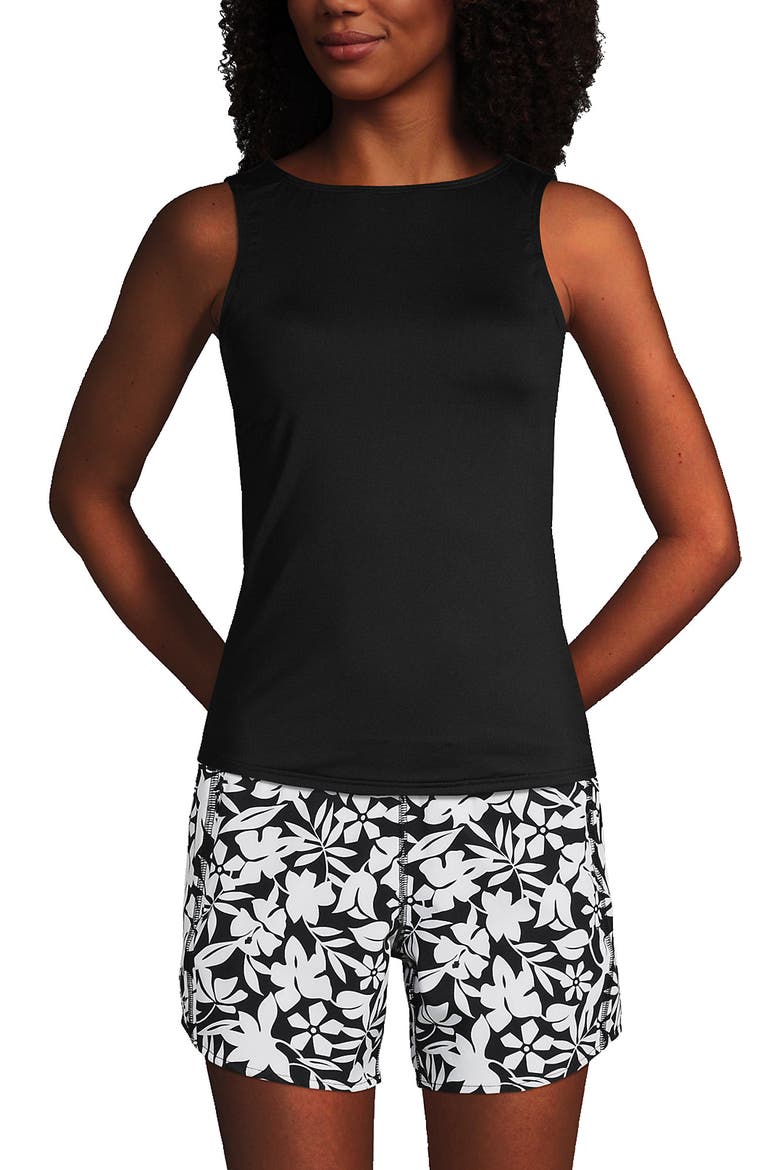 Mastectomy Chlorine Resistant Square Neck Tankini Top Swimsuit Adjustable Straps, Main, color, Black