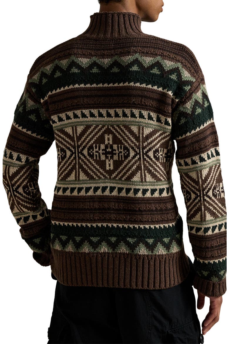 Geometric Cotton Blend Sweater, Alternate, color, BROWN COMBO