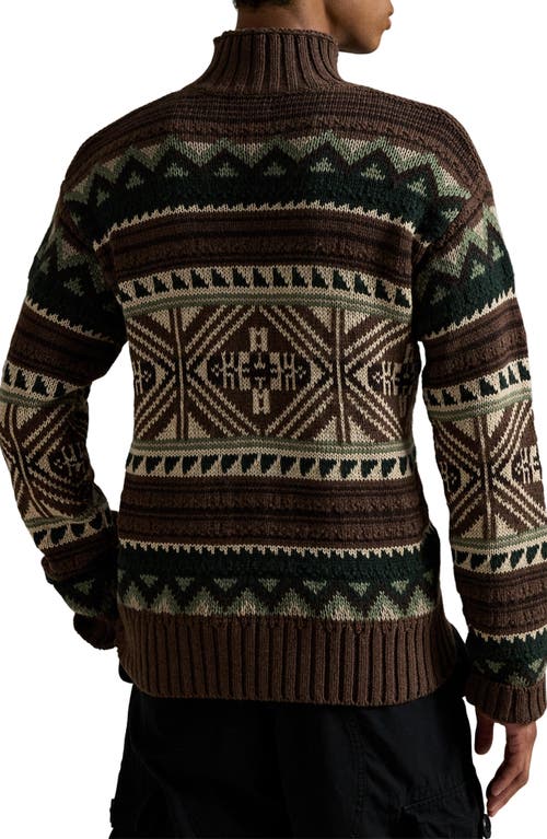 Polo Ralph Lauren Geometric Cotton Blend Sweater In Brown