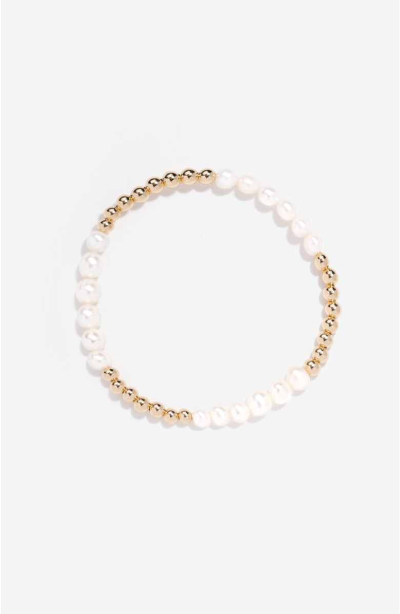 Little Sky Stone Elliot Pearl Bead Bracelet, Main, color, Gold / White