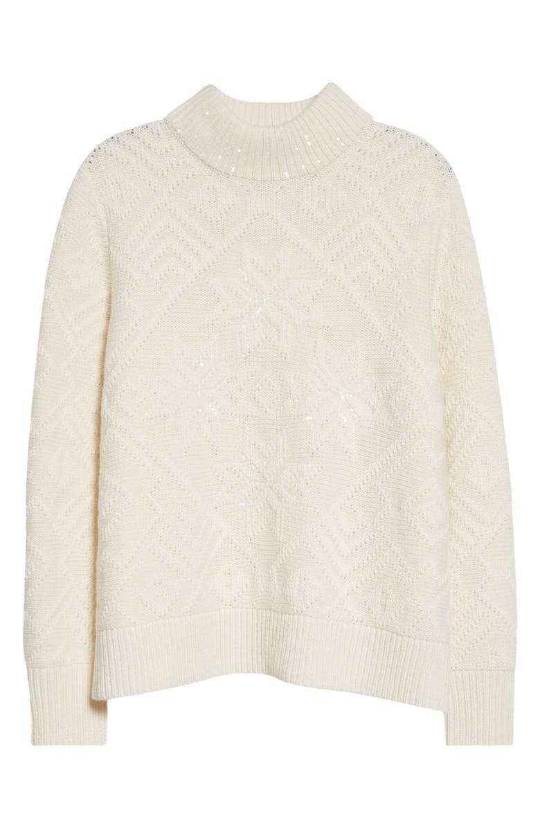 Lafayette 148 New York Snowflake Motif Embellished Cashmere Mock Neck Sweater, Alternate, color, 