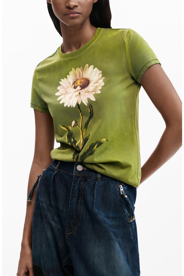 Floral Cotton Graphic T-Shirt, Alternate, color, MILITARY GREEN