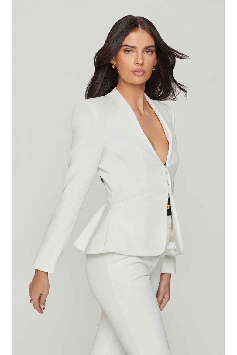 Sebas Peplum Crepe Jacket, Alternate, color, White