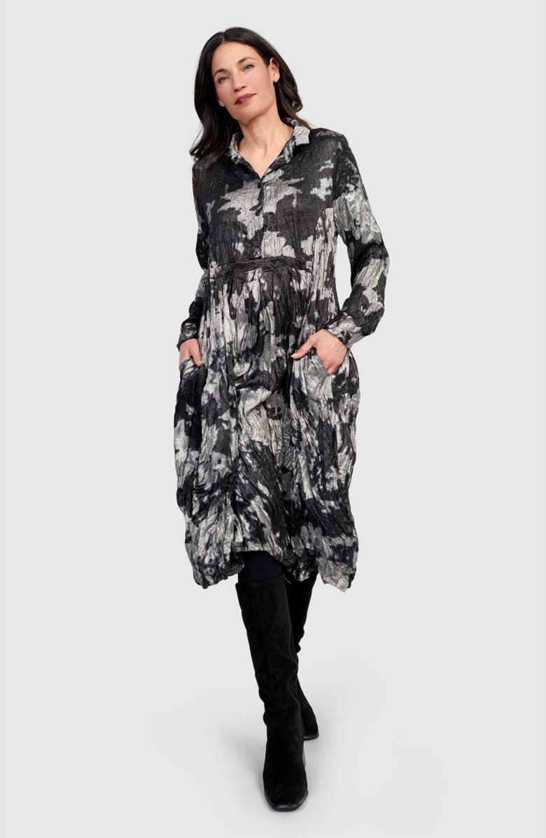 Alembika Chroma Babydoll Shirtdress, Main, color, Silver