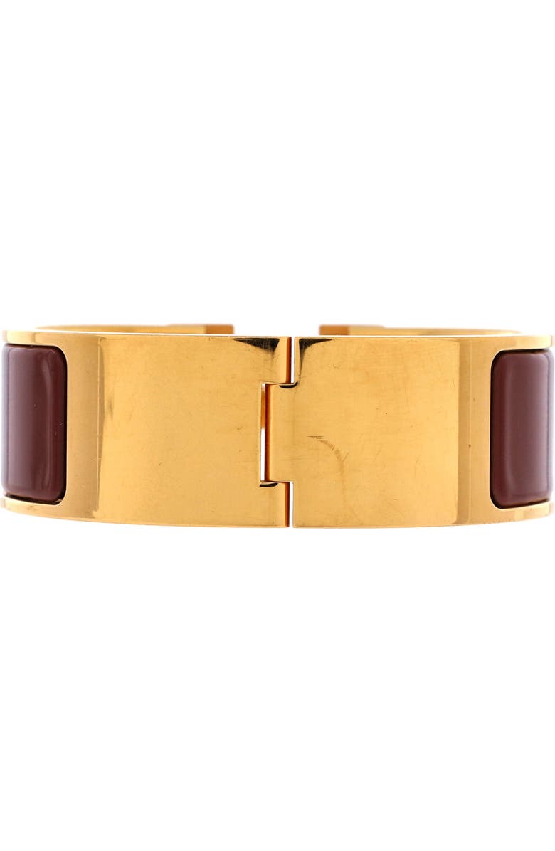 Pre-Owned Hermes Clic H Bracelet Enamel Wide, Alternate, color, Brown