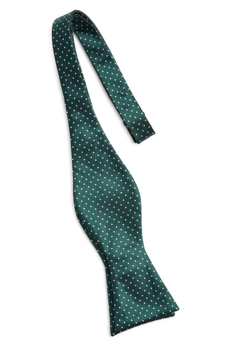 Polka Dot Silk Bow Tie, Alternate, color, GREEN