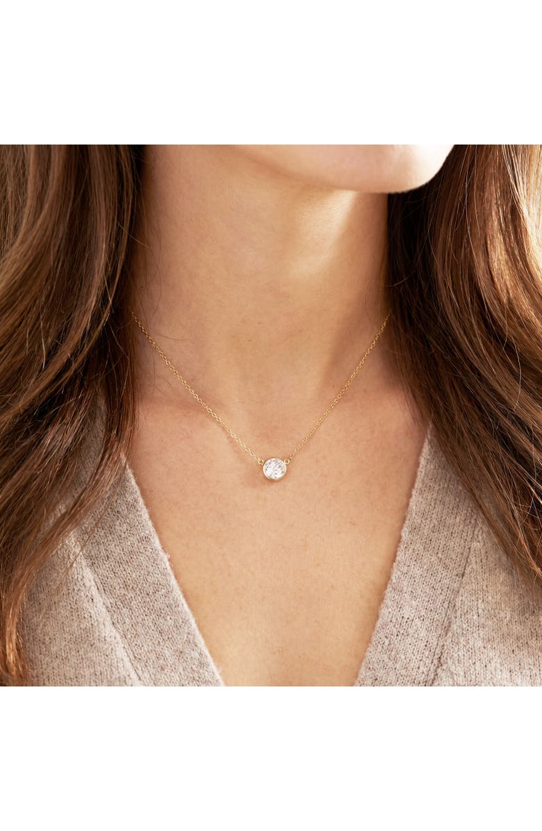 The Lovery Fine Jewelry White Topaz Single Bezel Necklace, Alternate, color, White Topaz