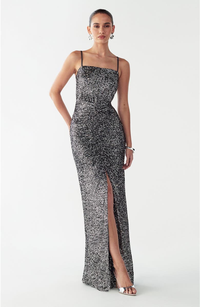 SAVEL Yasmina Maxi Dress, Main, color, Gunmetal Sequin