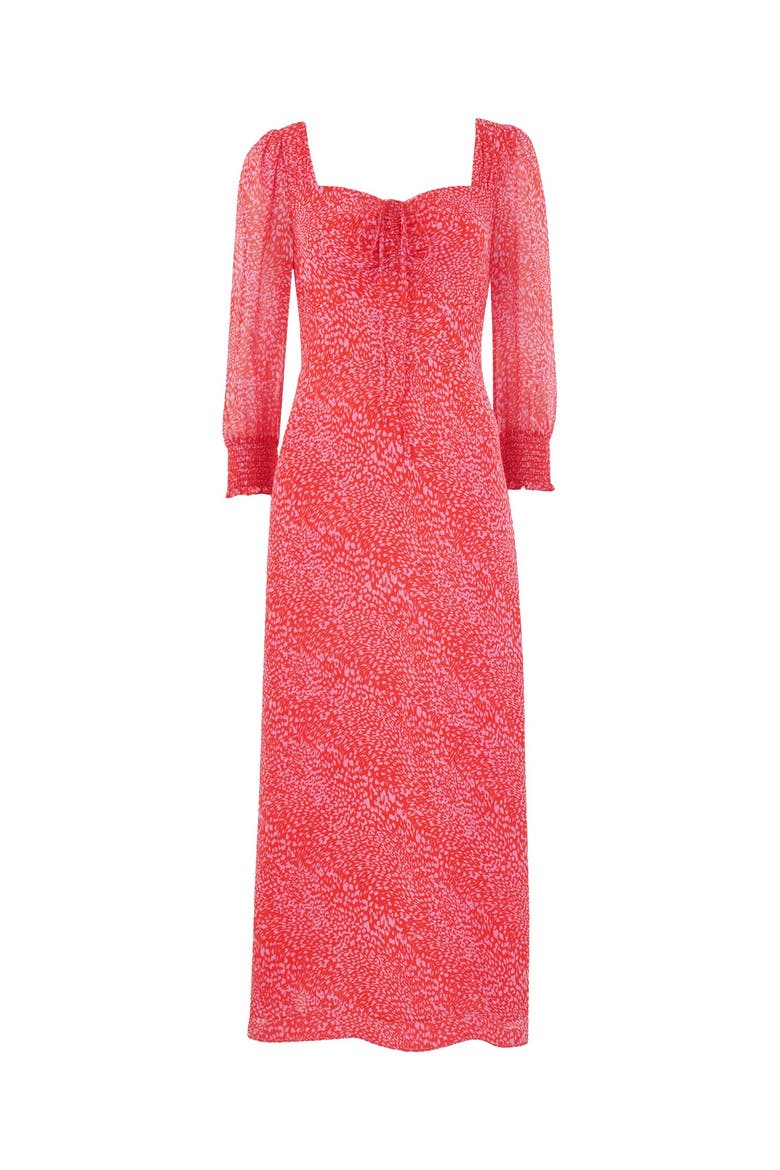Diagonal Leopard Midi Dress, Alternate, color, Pink/Multi
