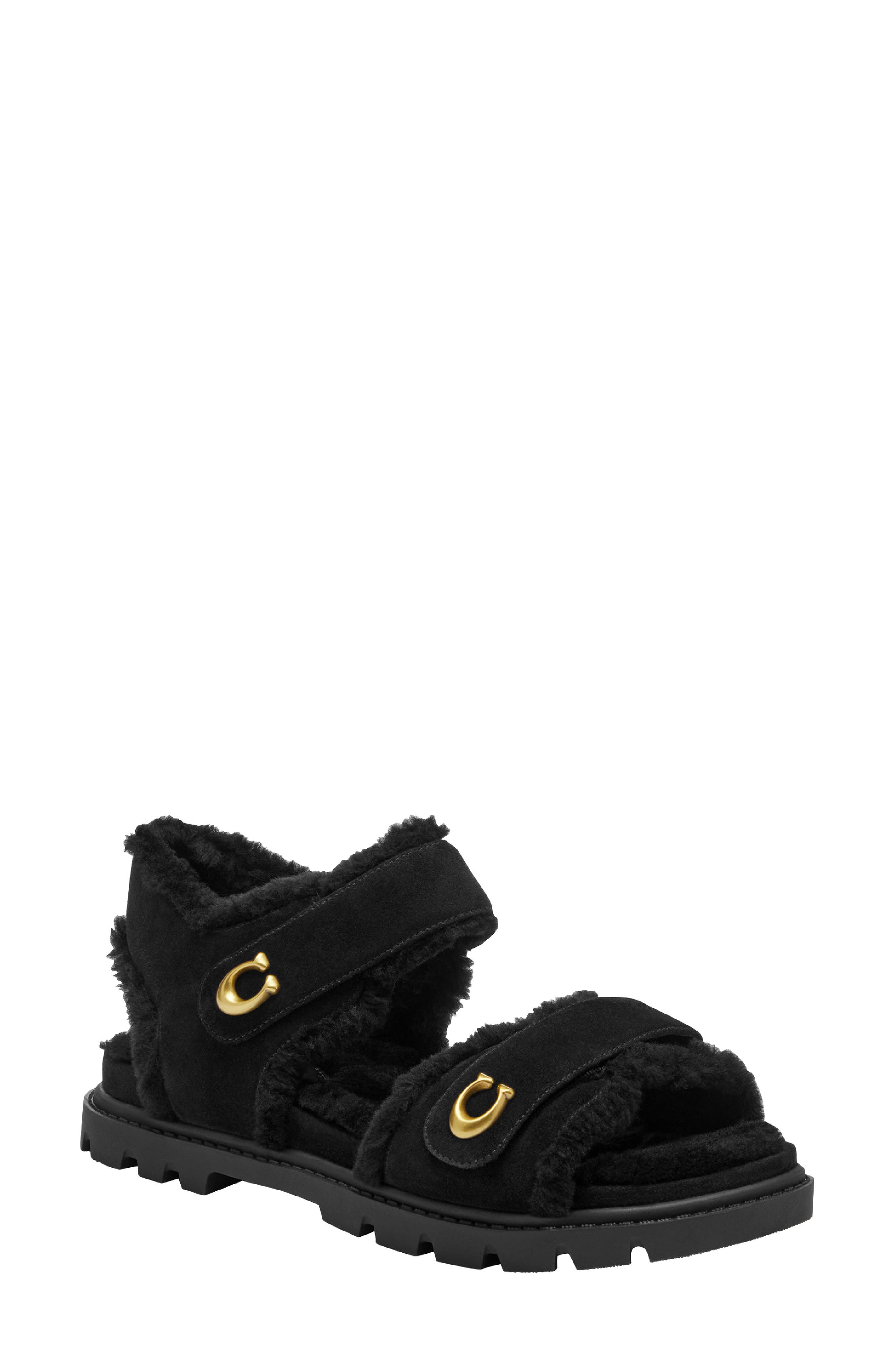 COACH Brynn Genuine Shearling Lined Sandal, Main, color, 