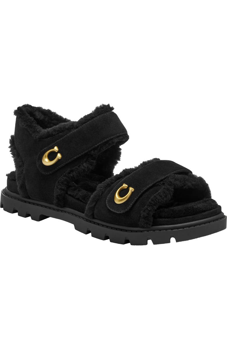 COACH Brynn Genuine Shearling Lined Sandal, Main, color,
