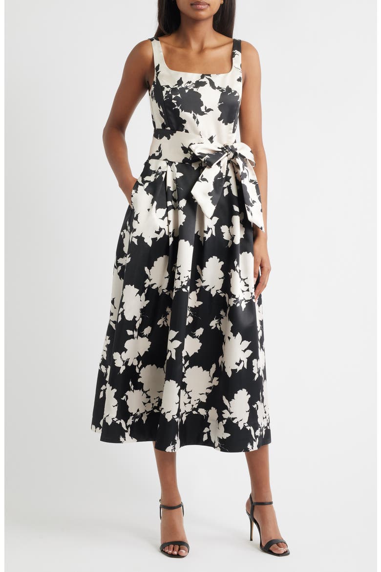 Sleeveless Cocktail Dress, Main, color, BLACK CREAM